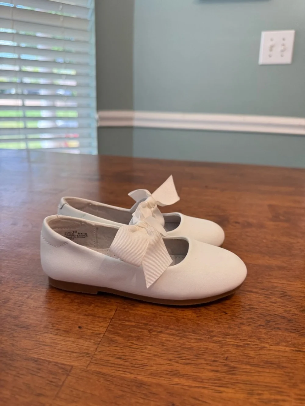L'Amour Pauline Special Occasion Bow Flat White Ribbon Tie Ballet Flat shoes 10